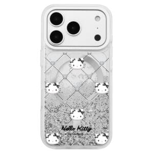 Hello Kitty 菱格愛心 銀色流沙(+MagSafe)